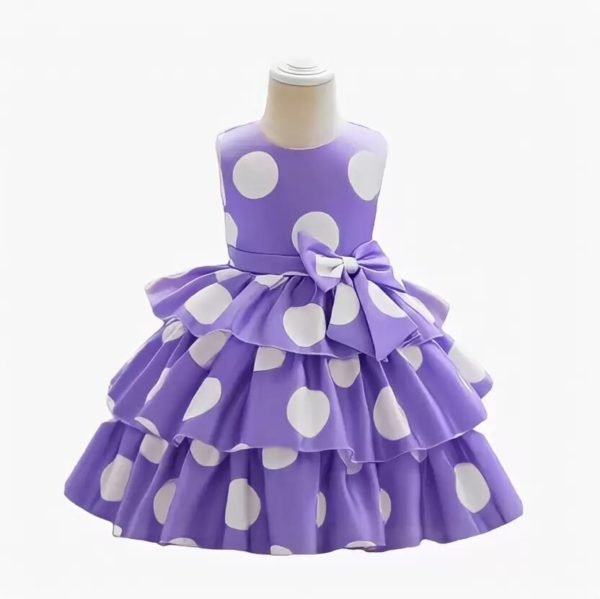 Babyhug Woven  Sleeveless Party Frock with Snowflake Print & Bow Applique - Blue